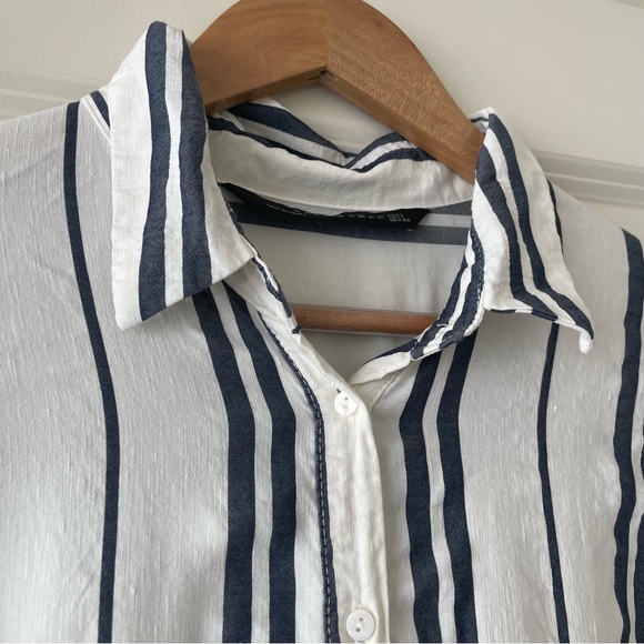 Zara long striped tunic in white and blue size L - Picture 8 of 16
